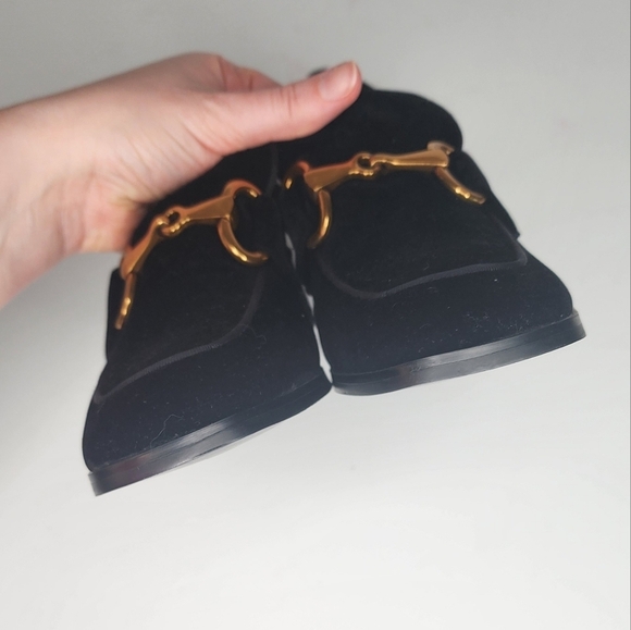 Bibi Lou Black Velvet Gold Bit Loafers 41 - Picture 5 of 7